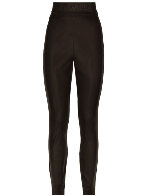 

Logo-waistband satin leggings, Dolce & Gabbana Logo-waistband satin leggings