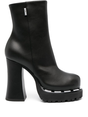 

160mm platform leather boots, Moschino 160mm platform leather boots