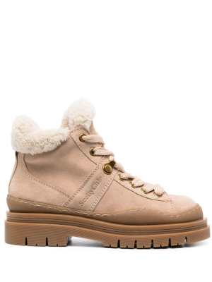 

Logo-debossed suede ankle boots, See by Chloé Logo-debossed suede ankle boots