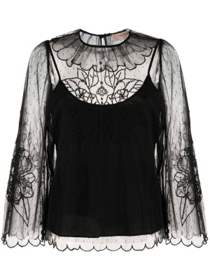 

Layered lace long-sleeved blouse, TWINSET Layered lace long-sleeved blouse