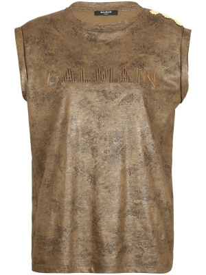 

Logo-print organic-cotton tank top, Balmain Logo-print organic-cotton tank top