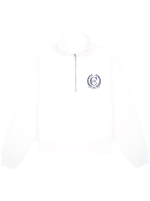 

Logo-print zipped cotton jumper, Sporty & Rich Logo-print zipped cotton jumper
