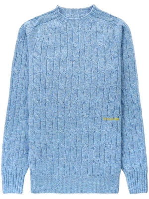 

Logo-embroidered cable-knit jumper, Sporty & Rich Logo-embroidered cable-knit jumper