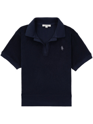 

Embroidered-logo terry-cloth polo shirt, Sporty & Rich Embroidered-logo terry-cloth polo shirt