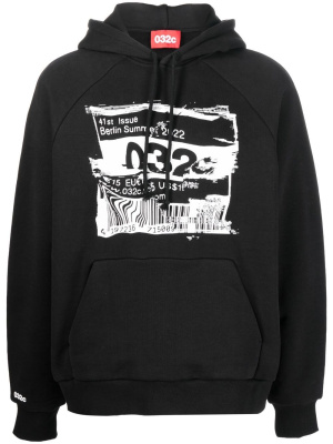 

Barcode-glitch organic cotton hoodie, 032c Barcode-glitch organic cotton hoodie