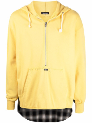 

Check-print panelled hoodie, Undercoverism Check-print panelled hoodie
