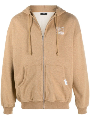 

Logo-embroidered zip-up hoodie, PACCBET Logo-embroidered zip-up hoodie