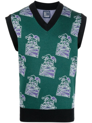 

Clown-intarsia knitted vest, PACCBET Clown-intarsia knitted vest