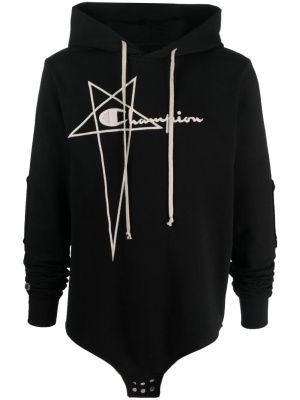 

Logo-embroidery cotton hoodie, Rick Owens X Champion Logo-embroidery cotton hoodie