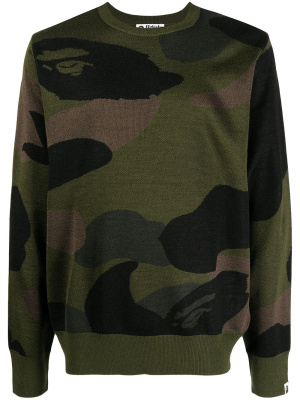 

Camouflage-print ribbed-trim jumper, A BATHING APE® Camouflage-print ribbed-trim jumper