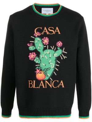 

Floral-intarsia crew-neck jumper, Casablanca Floral-intarsia crew-neck jumper