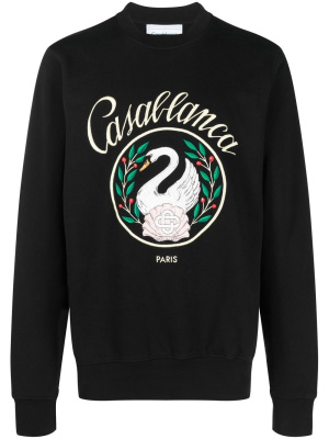 

Emblem de Cygne-embroidered crew neck sweatshirt, Casablanca Emblem de Cygne-embroidered crew neck sweatshirt