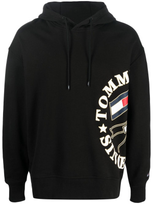 

Logo-print cotton drawstring hoodie, Tommy Jeans Logo-print cotton drawstring hoodie