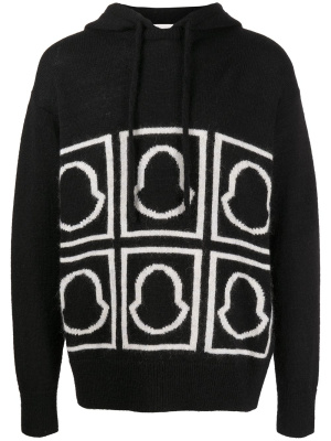 

Logo-intarsia knitted hoodie, Moncler Logo-intarsia knitted hoodie