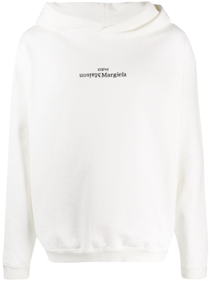 

Flipped-logo print hoodie, Maison Margiela Flipped-logo print hoodie