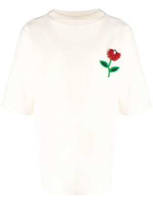 

Flower-appliqué detail T-shirt, Maison Margiela Flower-appliqué detail T-shirt