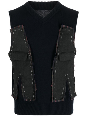 

Cut-out layered wool vest, Maison Margiela Cut-out layered wool vest