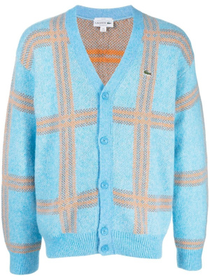 

Grid-pattern V-neck cardigan, Lacoste Grid-pattern V-neck cardigan