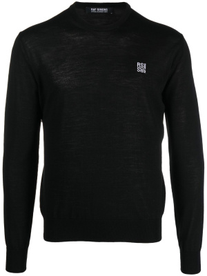 

Logo-embroidered fine-knit merino jumper, Raf Simons Logo-embroidered fine-knit merino jumper