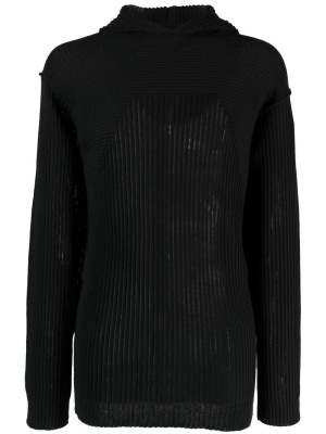 

Rib-knit cotton hoodie, Rick Owens Rib-knit cotton hoodie