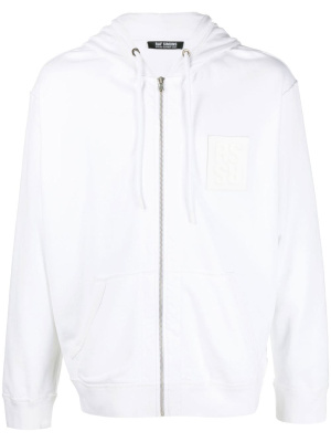 

Logo-patch zip-up hoodie, Raf Simons Logo-patch zip-up hoodie