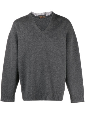 

Logo-patch mesh-panelled jumper, Raf Simons Logo-patch mesh-panelled jumper