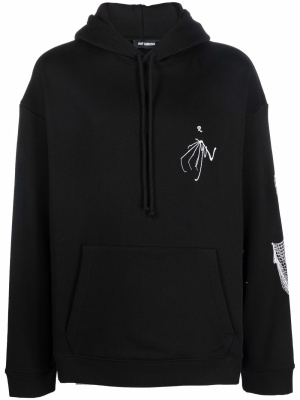 

Skeleton-embroidered long-sleeve hoodie, Raf Simons Skeleton-embroidered long-sleeve hoodie
