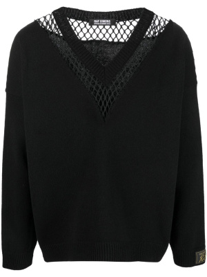 

Mesh-detail V-neck jumper, Raf Simons Mesh-detail V-neck jumper