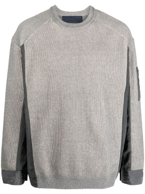 

Two-tone ribbed-knit sweatshirt, Juun.J Two-tone ribbed-knit sweatshirt