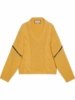 

V-neck cable-knit wool jumper, Gucci V-neck cable-knit wool jumper