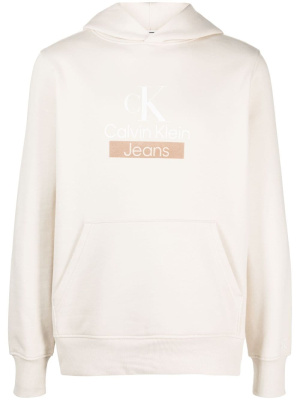 

Logo-print cotton-blend hoodie, Calvin Klein Jeans Logo-print cotton-blend hoodie