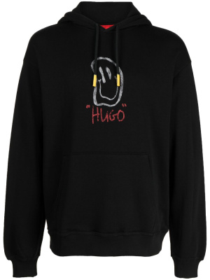 

Smiley-face print cotton hoodie, HUGO Smiley-face print cotton hoodie