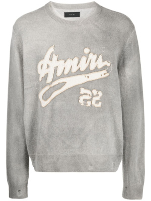 

Logo-patch distressed jumper, AMIRI Logo-patch distressed jumper