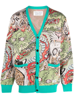 

Intarsia-knit cotton cardigan, WACKO MARIA Intarsia-knit cotton cardigan
