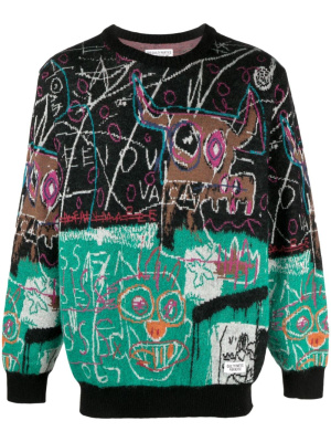 

Jean-Michel Basquiat intarsia-knit jumper, WACKO MARIA Jean-Michel Basquiat intarsia-knit jumper