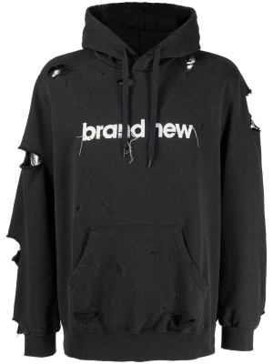 

Logo-print ripped-detail hoodie, Doublet Logo-print ripped-detail hoodie
