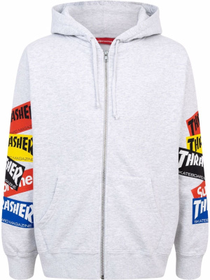 

Thrasher multi logo zip-up hoodie, Supreme Thrasher multi logo zip-up hoodie