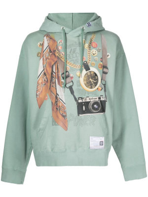 

Graphic-print cotton hoodie, Maison Mihara Yasuhiro Graphic-print cotton hoodie