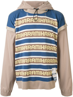 

Layered logo knit hoodie, Maison Mihara Yasuhiro Layered logo knit hoodie
