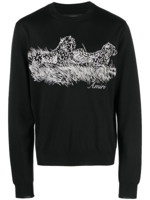 

Motif-embroidered wool jumper, AMIRI Motif-embroidered wool jumper