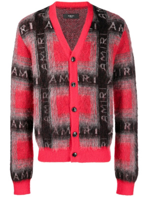 

Logo plaid cardigan, AMIRI Logo plaid cardigan