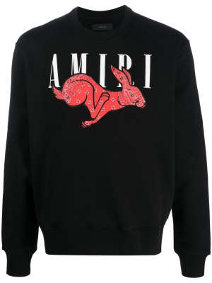

Appliqué detail logo-print sweatshirt, AMIRI Appliqué detail logo-print sweatshirt