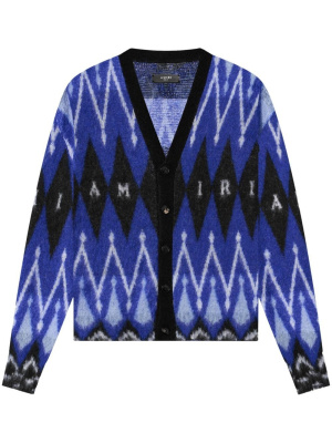 

Argyle-print long-sleeve cardigan, AMIRI Argyle-print long-sleeve cardigan