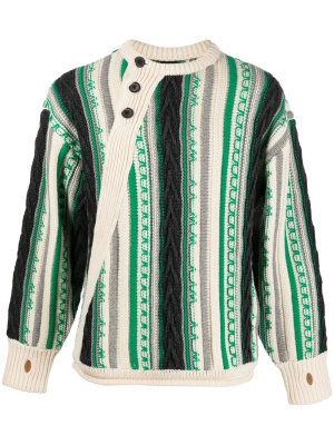 

Frema striped-knit buttoned jumper, Ader Error Frema striped-knit buttoned jumper