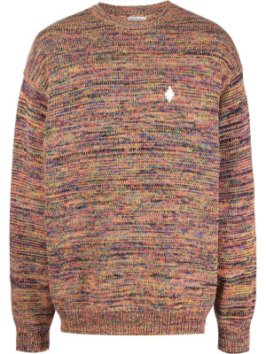 

Logo-embroidered mélange knitted jumper, Marcelo Burlon County of Milan Logo-embroidered mélange knitted jumper