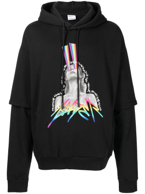 

Graphic-print layered hoodie, Marcelo Burlon County of Milan Graphic-print layered hoodie