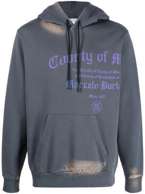 

Logo-print bleached effect hoodie, Marcelo Burlon County of Milan Logo-print bleached effect hoodie