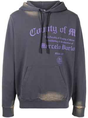 

Logo-print bleached effect hoodie, Marcelo Burlon County of Milan Logo-print bleached effect hoodie