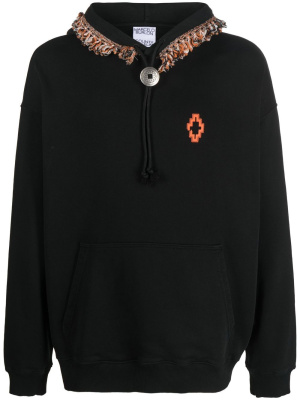 

Fringed-trim pullover hoodie, Marcelo Burlon County of Milan Fringed-trim pullover hoodie