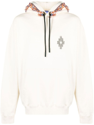 

Fringe-detailing jersey-knit hoodie, Marcelo Burlon County of Milan Fringe-detailing jersey-knit hoodie